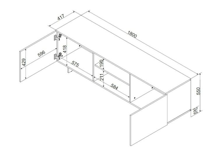 Porta TV beige 180x41x55h cm 2 ante - Buono