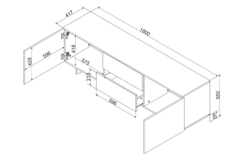 Porta TV beige 180x41x55h cm 2 ante e 2 cassetti - Cislago