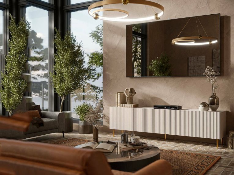 Porta TV beige 200x42x52h cm 4 ante - Varenna