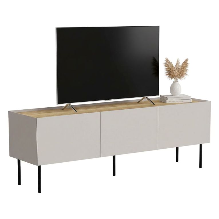 Porta TV beige e rovere 150x40x52h cm 3 ante - Calanna