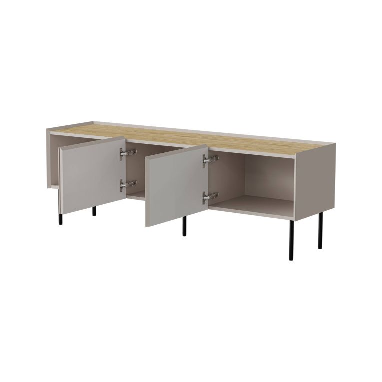 Porta TV beige e rovere 150x40x52h cm 3 ante - Calanna