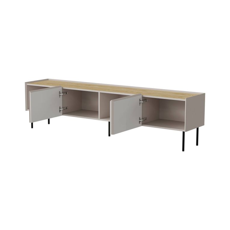Porta TV beige e rovere 200x40x52h cm 4 ante - Scopa