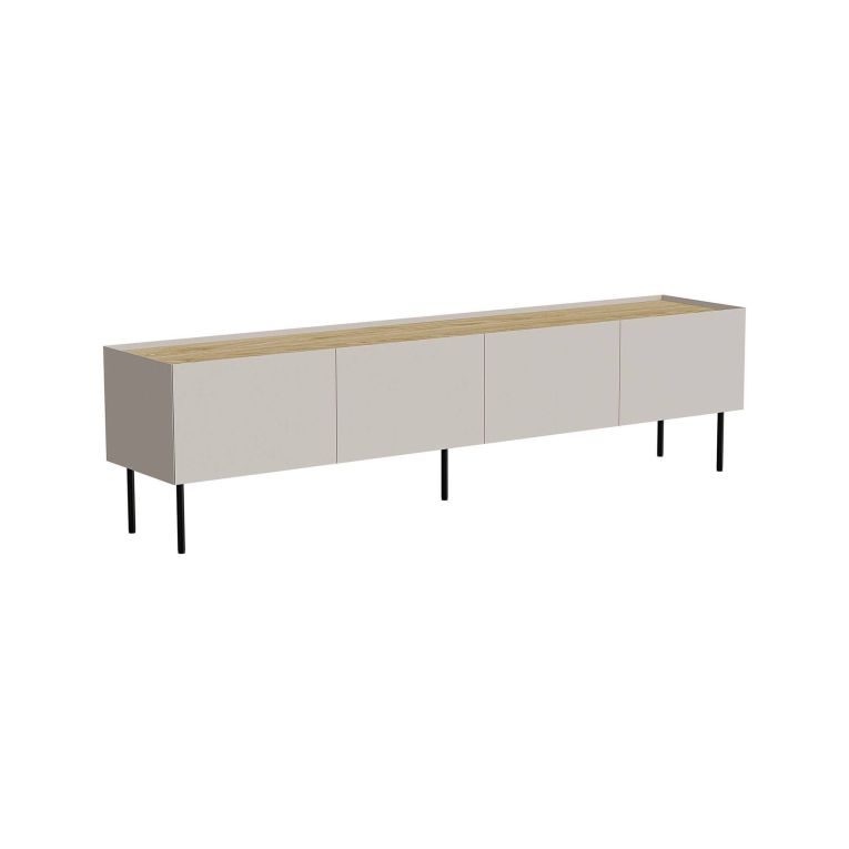 Porta TV beige e rovere 200x40x52h cm 4 ante - Scopa