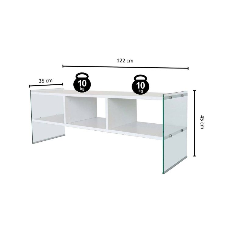 Porta TV bianco 120x35x45h cm in legno - Winifred