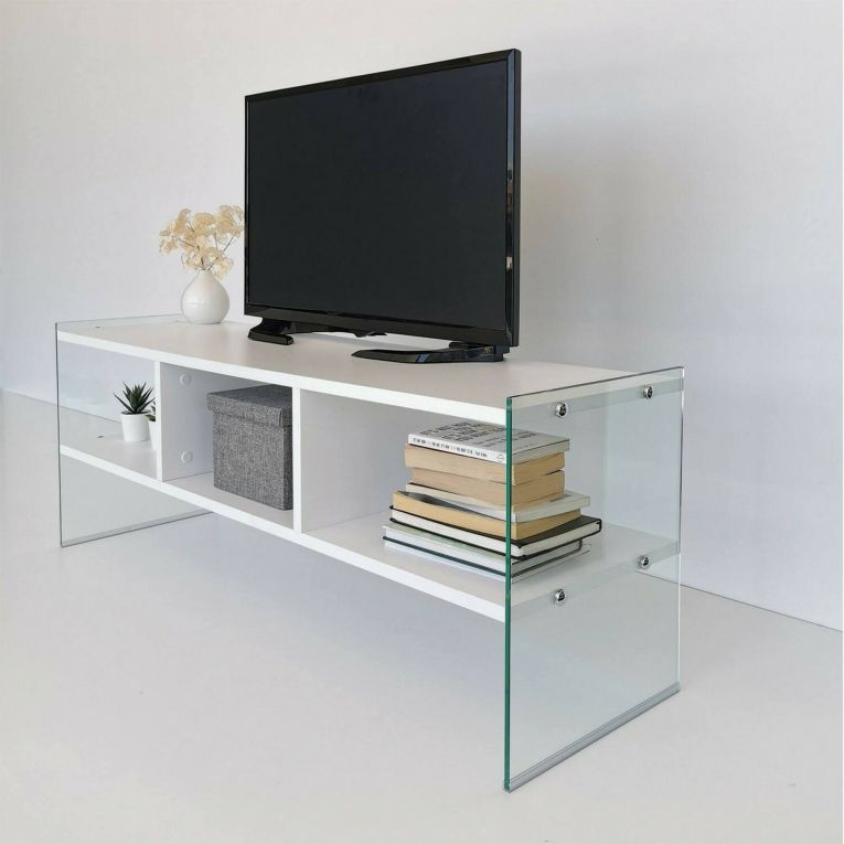 Porta TV bianco 120x35x45h cm in legno - Winifred