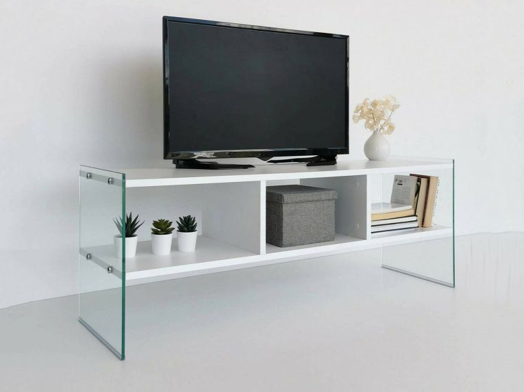 Porta TV bianco 120x35x45h cm in legno - Winifred