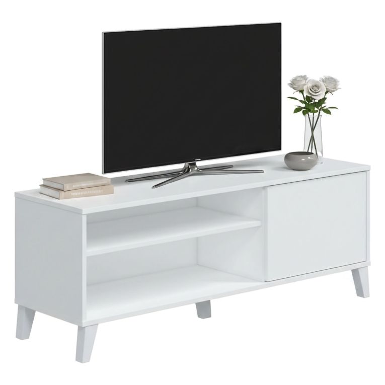 Porta TV bianco 135x40x50h cm in legno - Viring