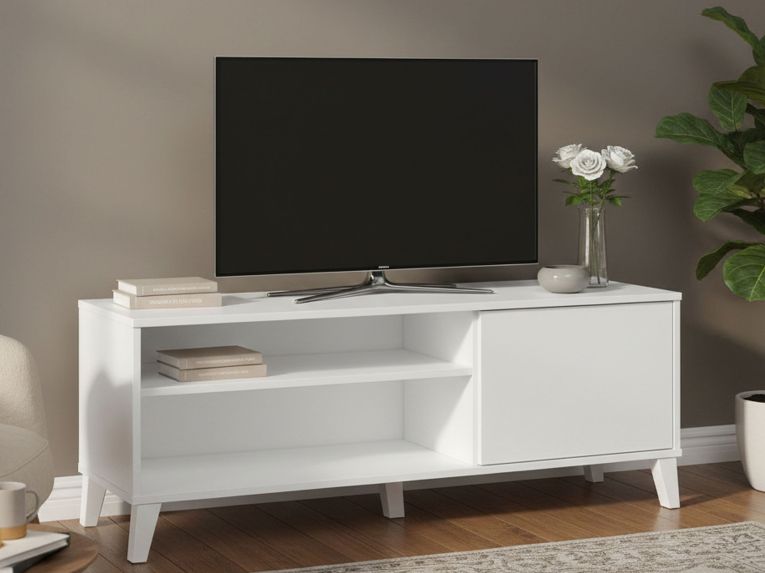 Porta TV bianco 135x40x50h cm in legno - Viring