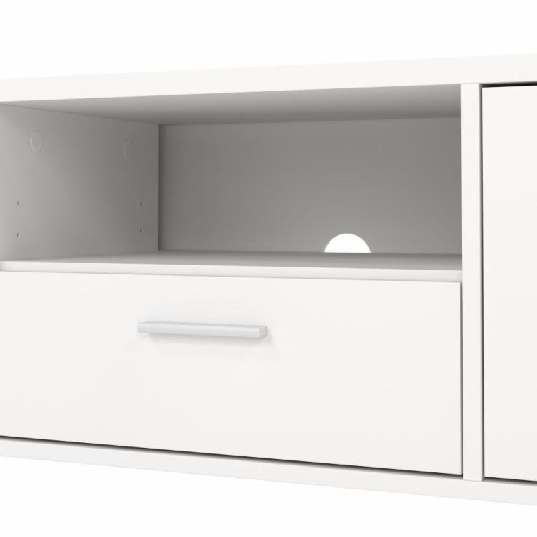 Porta TV bianco 147x39x38h cm 2 ante e 1 cassetto - Charo