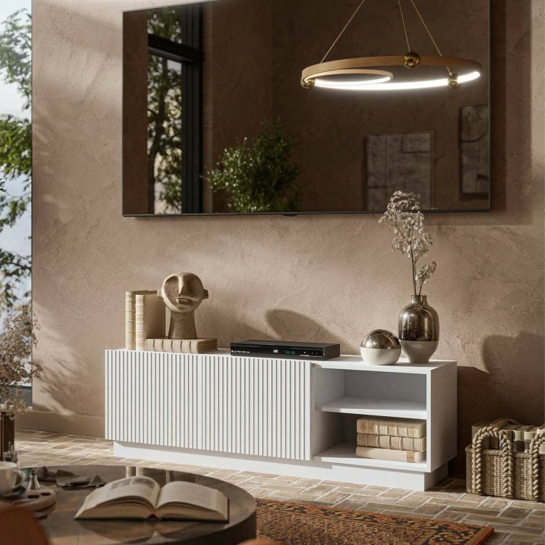 Porta TV bianco 150x40x48h cm 2 ante - Finita