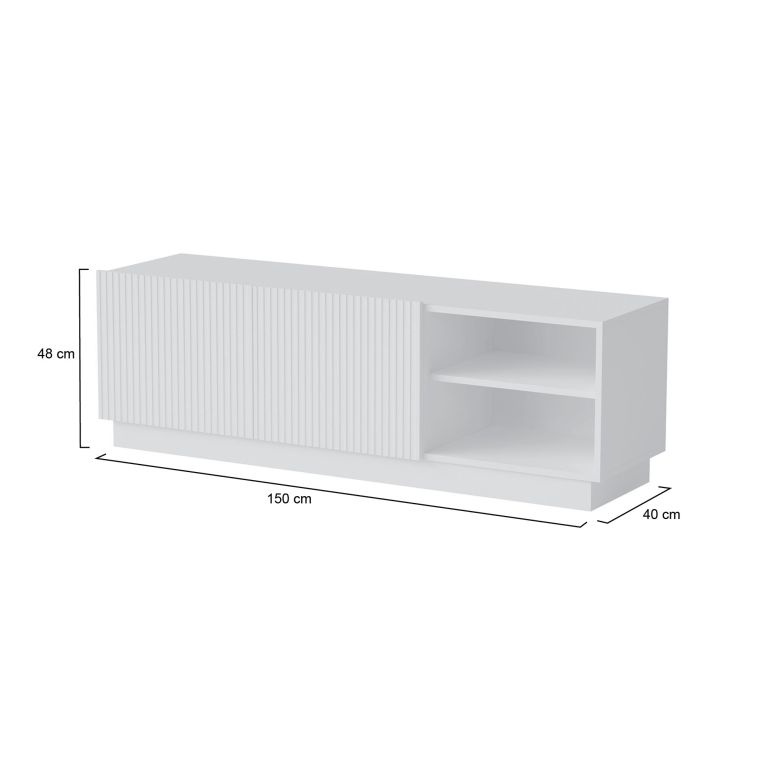 Porta TV bianco 150x40x48h cm 2 ante - Finita
