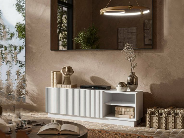 Porta TV bianco 150x40x48h cm 2 ante - Finita
