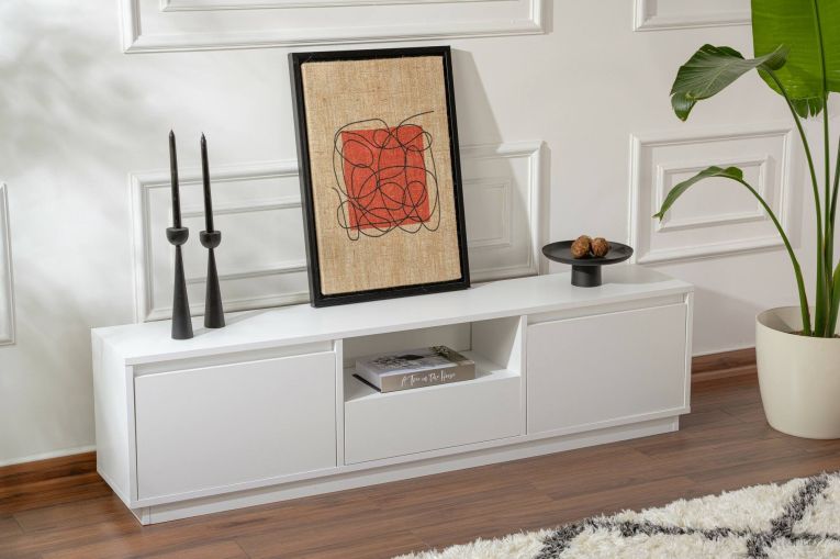 Porta TV bianco 160x29x42h cm 3 ante - Morrigan