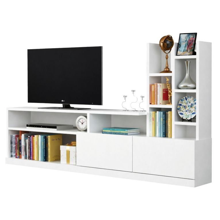 Porta TV bianco 164x25x91h cm 2 ante - Kristal