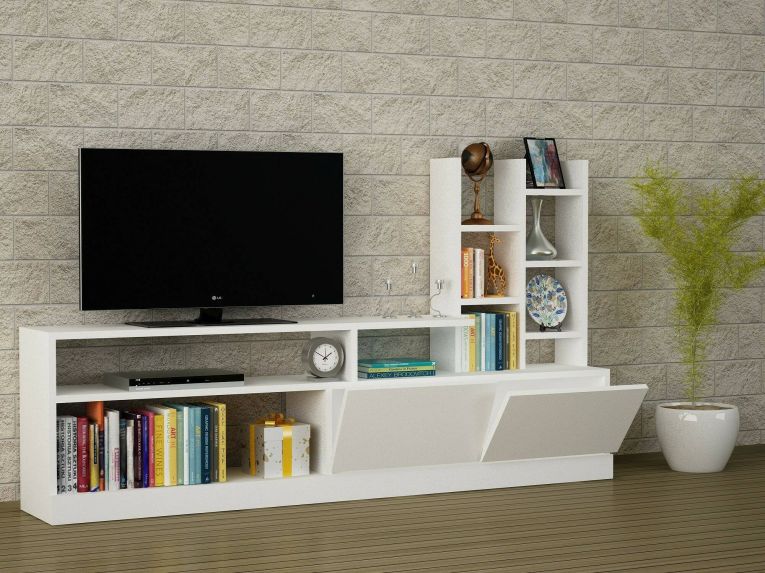 Porta TV bianco 164x25x91h cm 2 ante - Kristal