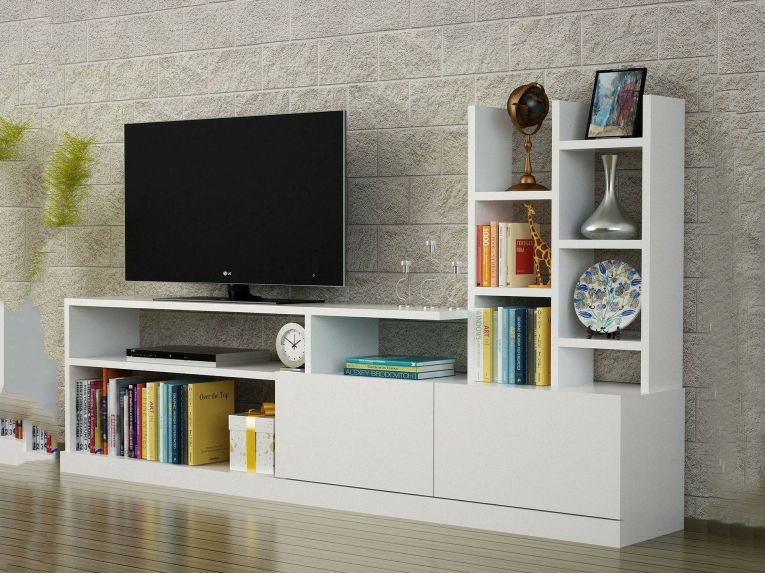 Porta TV bianco 164x25x91h cm 2 ante - Kristal