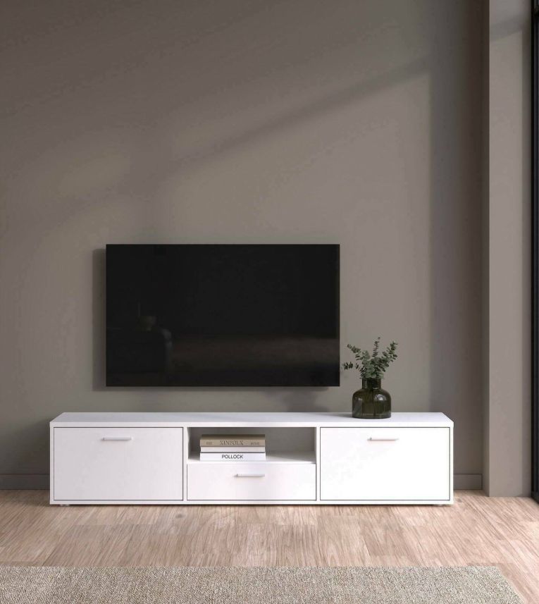 Porta TV bianco 177x39x38h cm 2 ante e 1 cassetto - Giaele