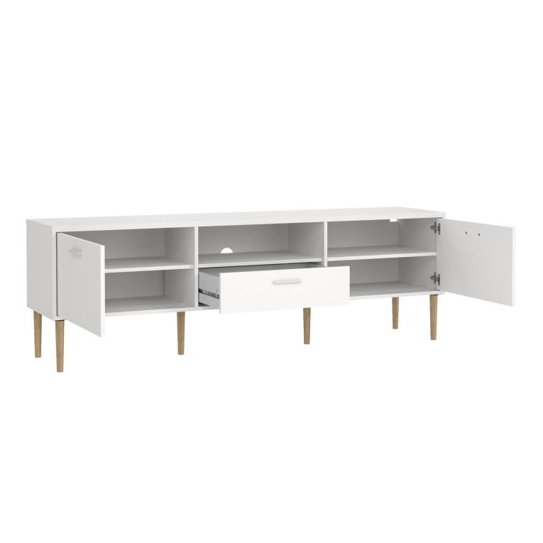 Porta TV bianco 177x39x56h cm 2 ante e 1 cassetto - Anselme