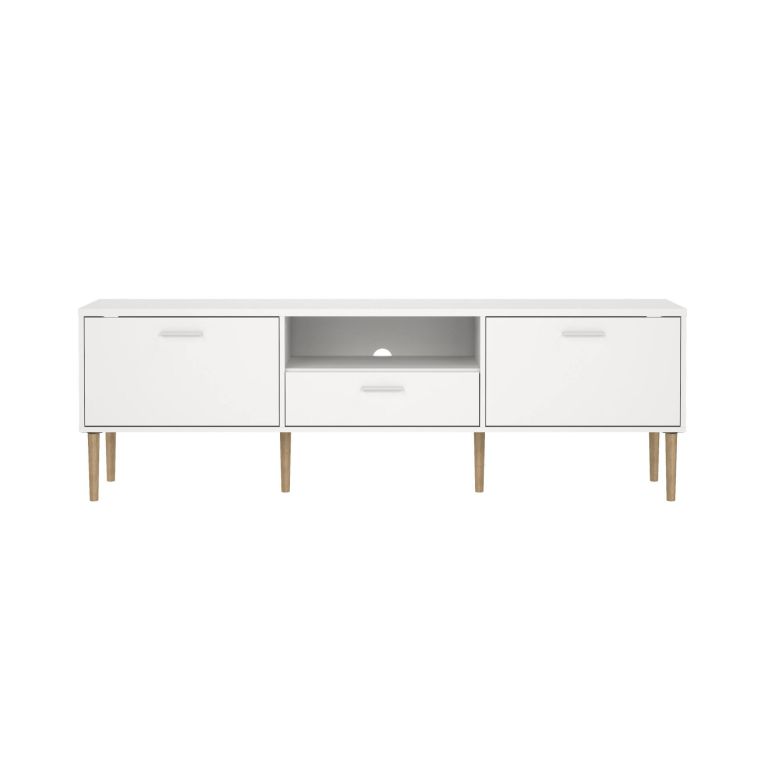 Porta TV bianco 177x39x56h cm 2 ante e 1 cassetto - Anselme