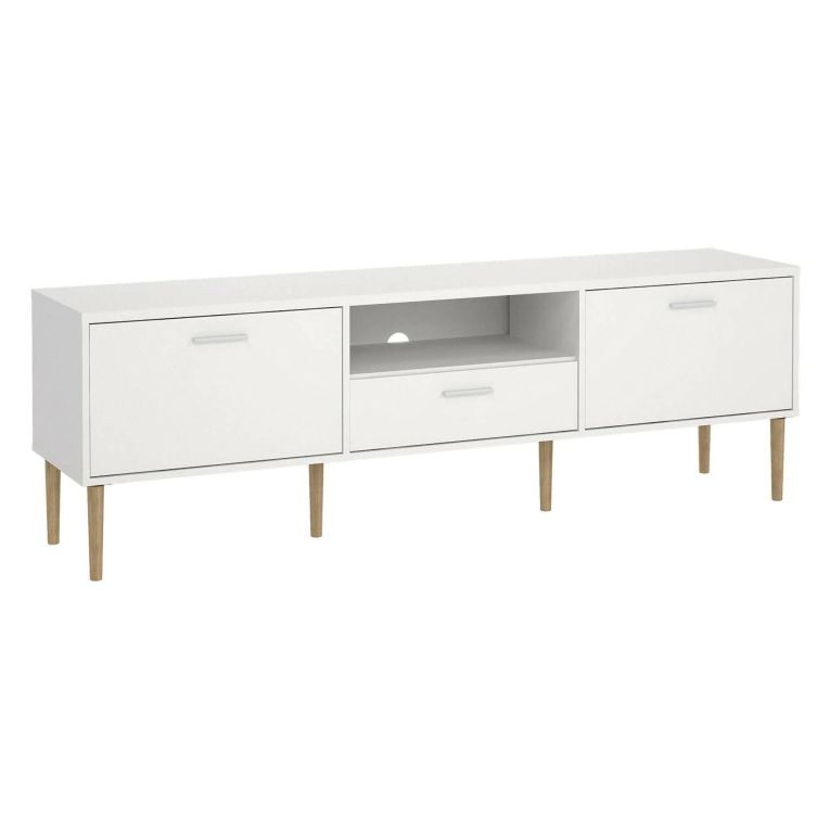 Porta TV bianco 177x39x56h cm 2 ante e 1 cassetto - Anselme