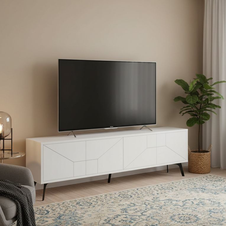 Porta TV bianco 180x29x50h cm 4 ante - OlgadiKiev