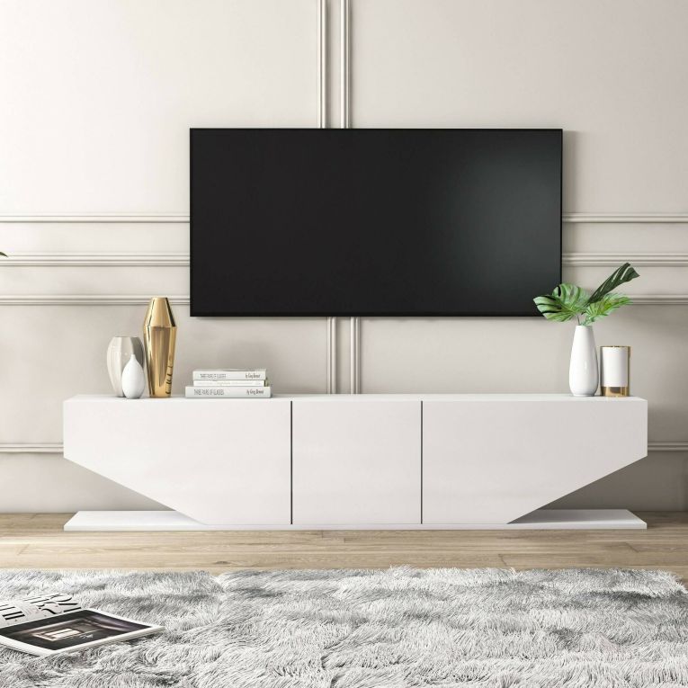 Porta TV bianco 180x30x40h cm 3 ante - Assorata