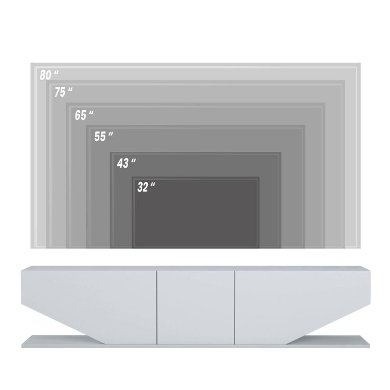 Porta TV bianco 180x30x40h cm 3 ante - Assorata