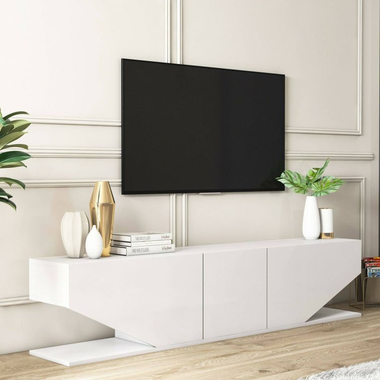 Porta TV bianco 180x30x40h cm 3 ante - Assorata
