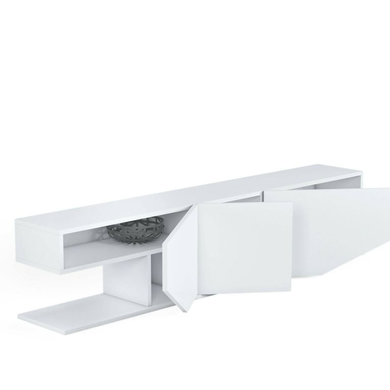 Porta TV bianco 180x30x40h cm 3 ante - Assorata