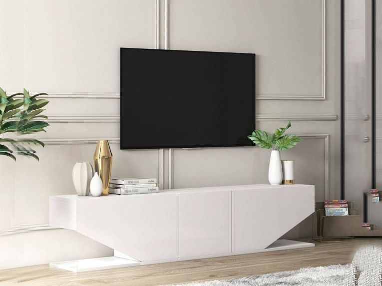 Porta TV bianco 180x30x40h cm 3 ante - Assorata