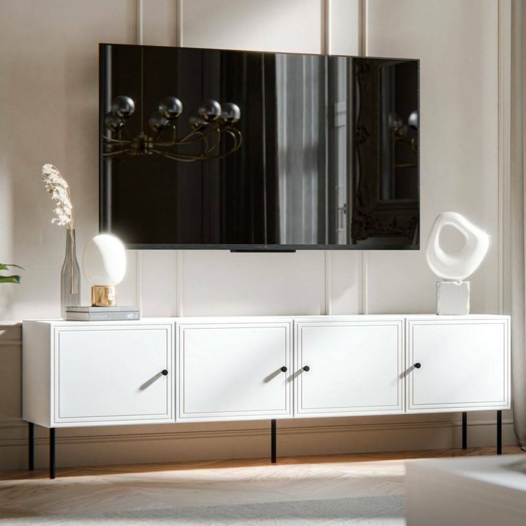 Porta TV bianco 201x40x60h cm 4 ante - Piode