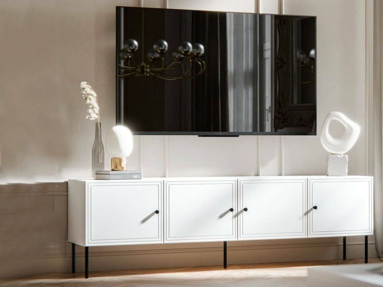 Porta TV bianco 201x40x60h cm 4 ante - Piode