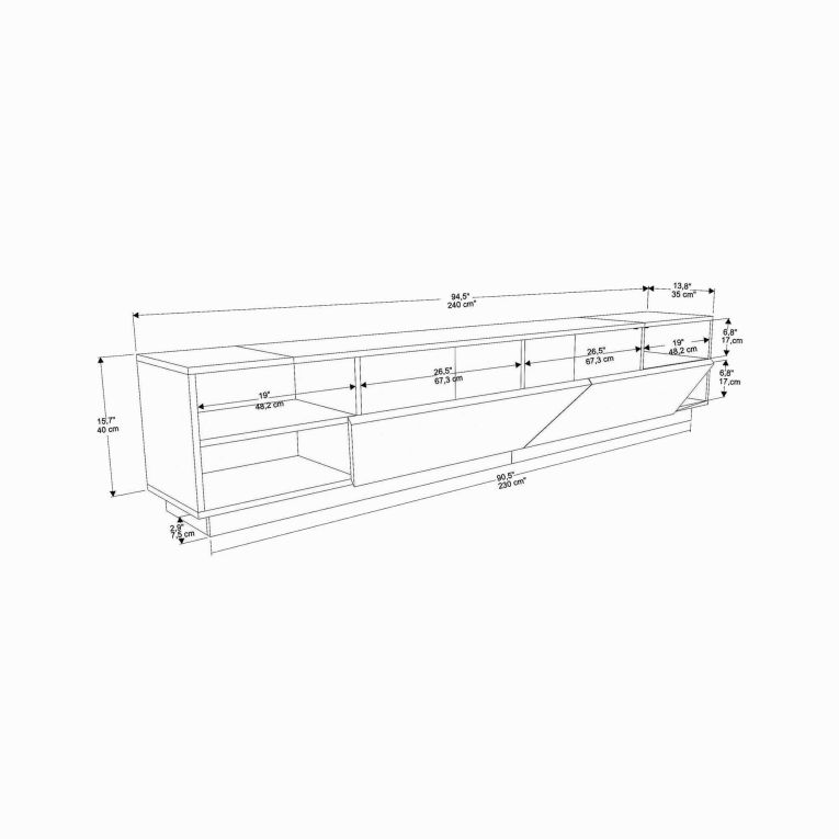 Porta TV bianco 240x37x47h cm 2 ante - Apat