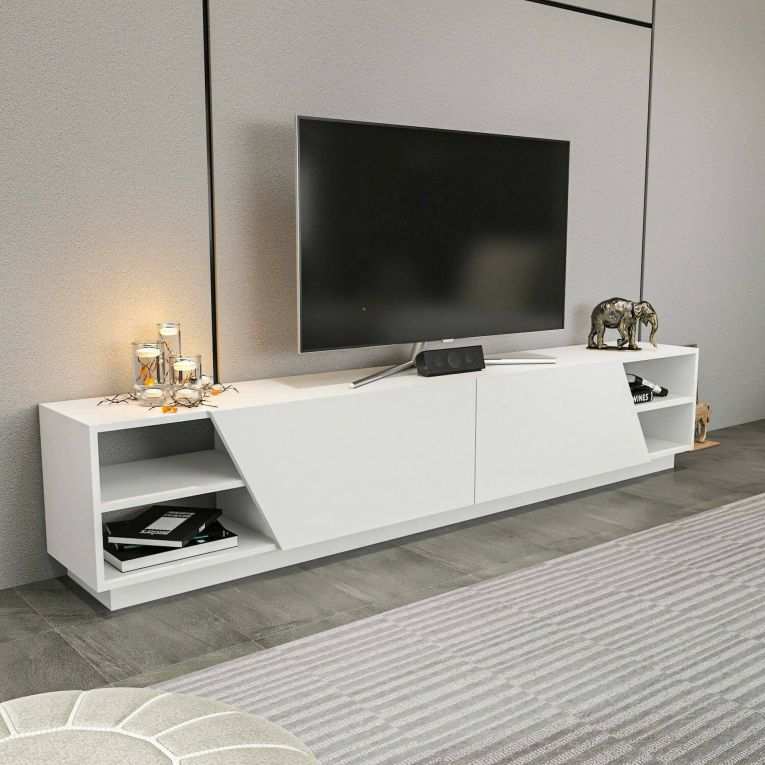 Porta TV bianco 240x37x47h cm 2 ante - Apat