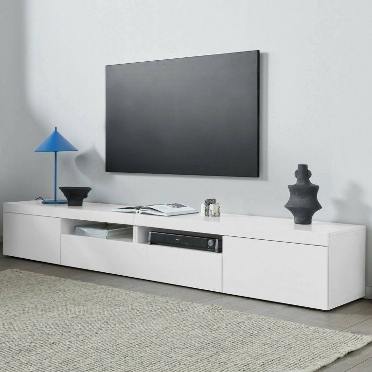 Porta TV bianco 240x40x35h cm 3 ante - Animali