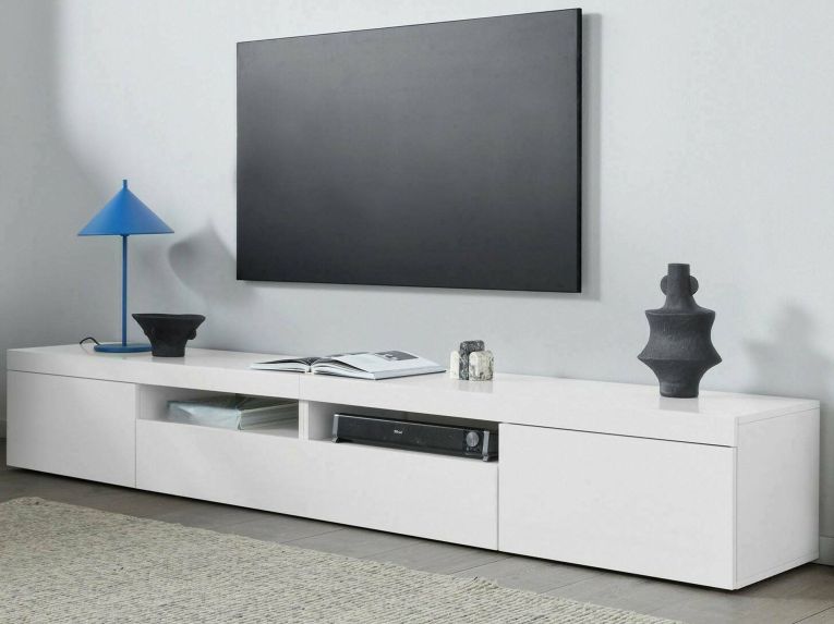 Porta TV bianco 240x40x35h cm 3 ante - Animali