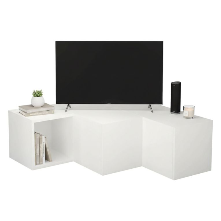 Porta TV bianco 90x92x32h cm in legno - Fiorenza