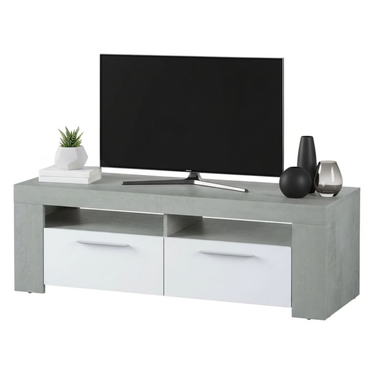 Porta TV bianco e cemento 120x42x40h cm 2 ante - Sparaxis