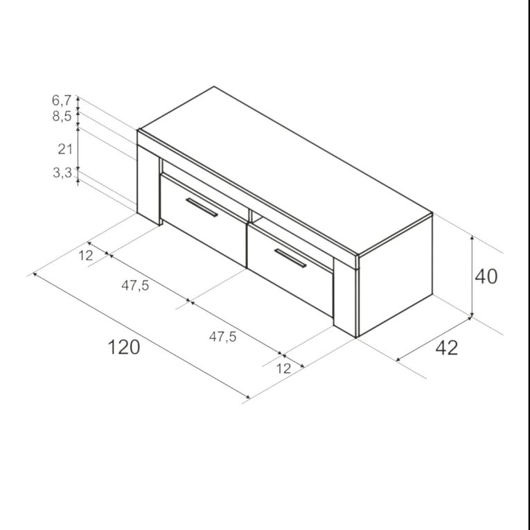 Porta TV bianco e cemento 120x42x40h cm 2 ante - Sparaxis
