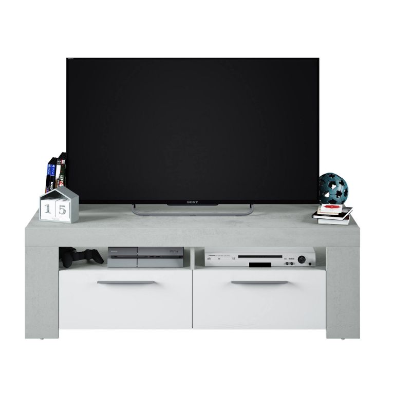 Porta TV bianco e cemento 120x42x40h cm 2 ante - Sparaxis
