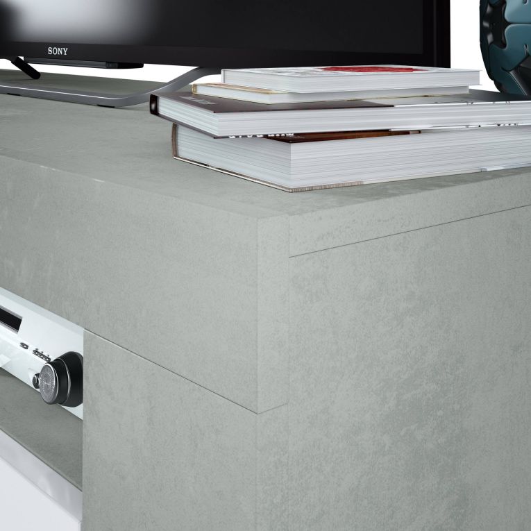 Porta TV bianco e cemento 120x42x40h cm 2 ante - Sparaxis