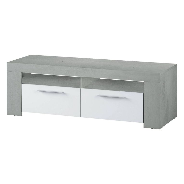 Porta TV bianco e cemento 120x42x40h cm 2 ante - Sparaxis