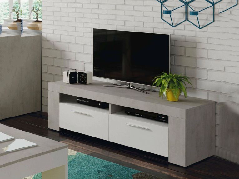 Porta TV bianco e cemento 120x42x40h cm 2 ante - Sparaxis