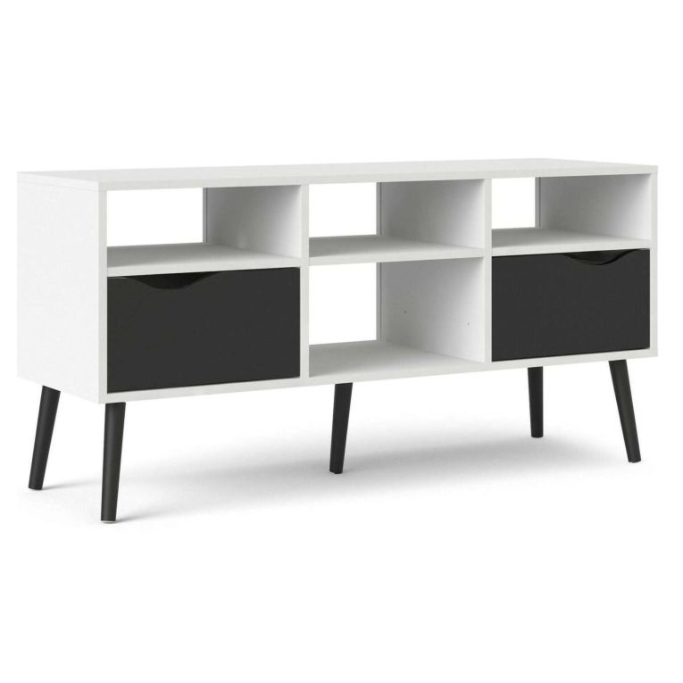 Porta TV bianco e nero 117x39x57h cm in legno - Aliani