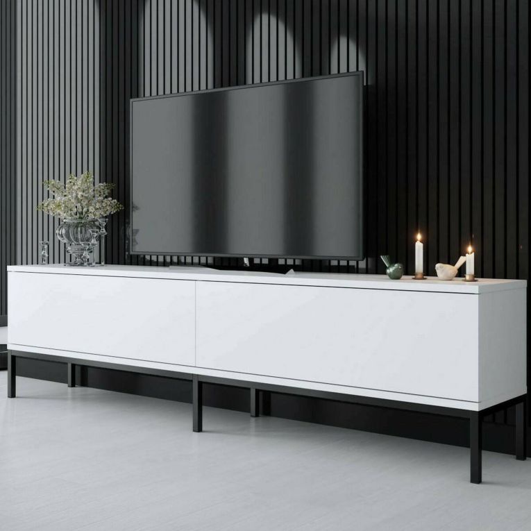 Porta TV bianco e nero 180x30x47h cm modulabile - Espero