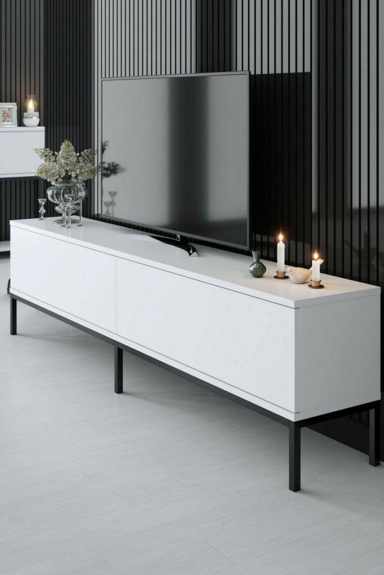 Porta TV bianco e nero 180x30x47h cm modulabile - Espero