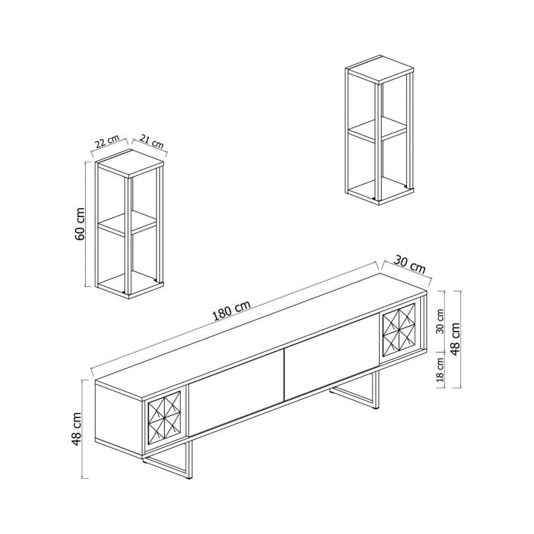 Porta TV bianco e nero 180x30x48h cm modulabile - Axa