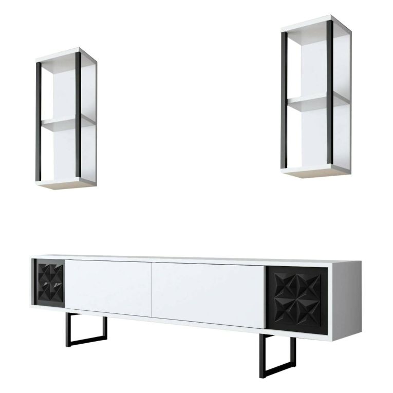 Porta TV bianco e nero 180x30x48h cm modulabile - Axa