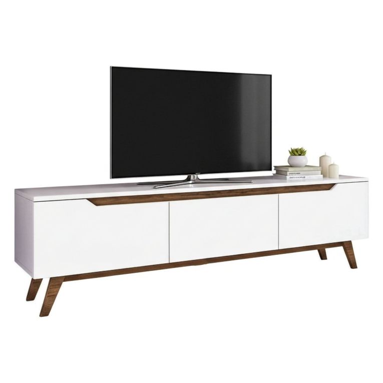 Porta TV bianco e noce 180x35x48h cm 3 ante - Apatite