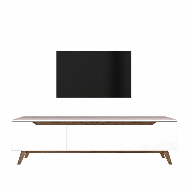 Porta TV bianco e noce 180x35x48h cm 3 ante - Apatite